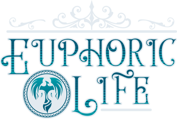 This is the logo for Euphoric Life. It is a stylized gradient blue phoenix in upwards flight. This is an alternative style logo where the words Euphoric Life make up the majority of the image with the phoenix less prominent.