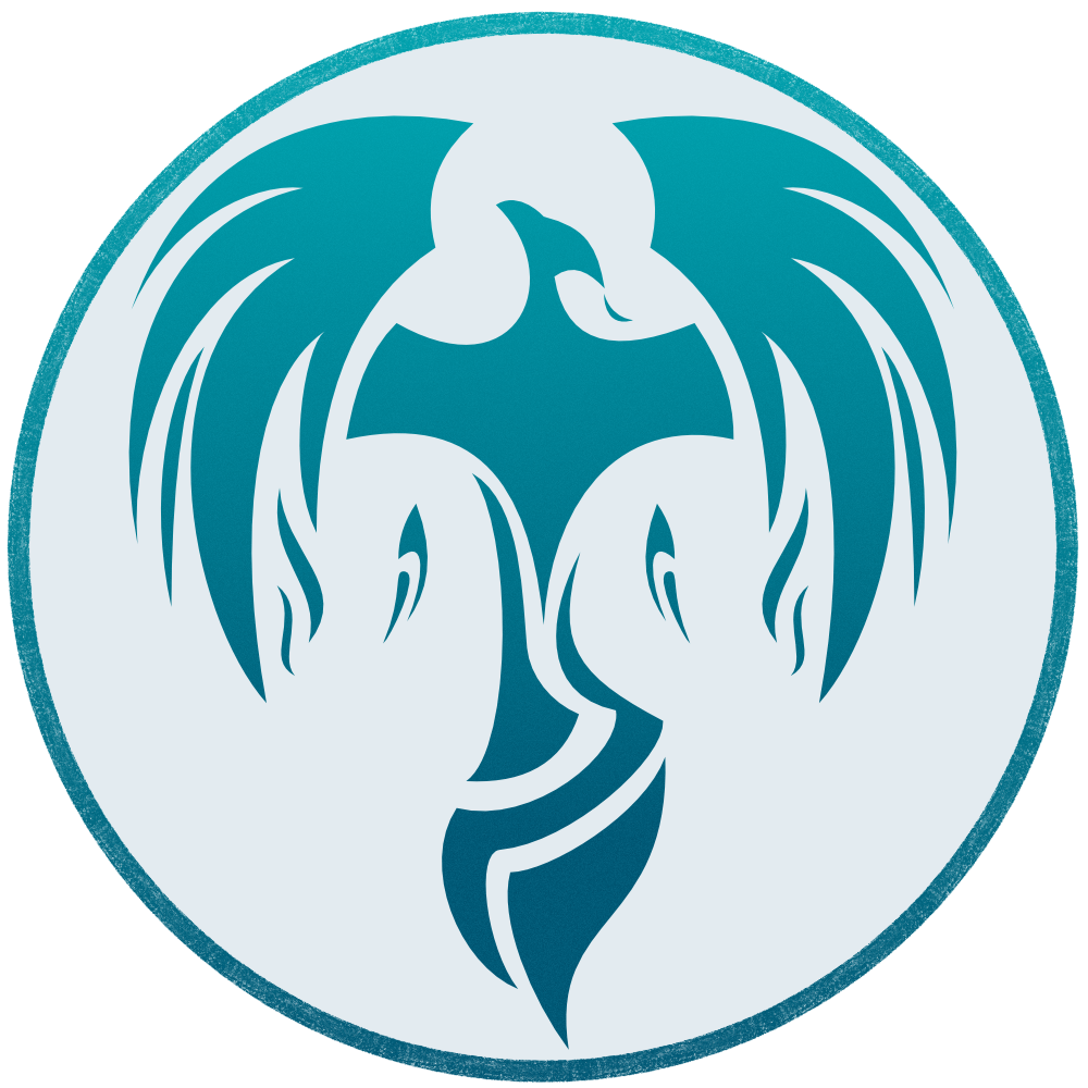 This is the logo for Euphoric Life. It is a stylized gradient blue phoenix in upwards flight.